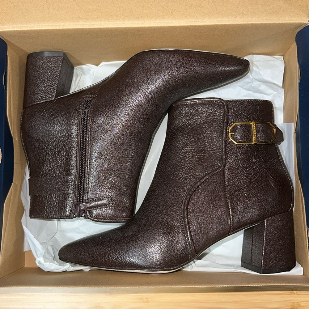 🔥🔥🔥NEW Cole Haan Ettie Bootie 60 Chocolate Brown Leather Ankle Boots